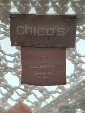 Chico's White Open-Knit Top with Brand Tag